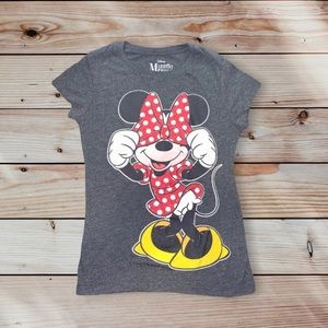 Disney Kid’s Minnie Mouse Bow Over Eyes Gray T-Shirt Size L (10/12)